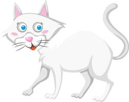gatto bianco in stile cartone animato vettore