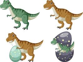 set di simpatici personaggi dei cartoni animati di dinosauri vettore