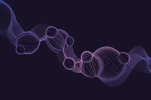 sfumatura viola olografica dell'onda di particelle di bolle su sfondo nero vettore