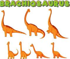 set di simpatici personaggi di dinosauri brachiosauro vettore