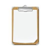 clipboard con foglio di carta bianco allegato vettore