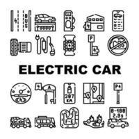 vettore di icone di raccolta di veicoli elettrici per auto