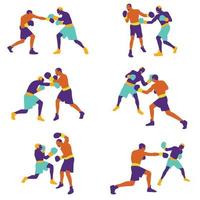 giocatore di boxe in azione. concetto di forza, attacco e movimento. illustrazione vettoriale. vettore