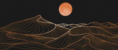 stampa artistica della linea del deserto di montagna. paesaggi di sfondi estetici contemporanei di montagna astratta. illustrazioni vettoriali