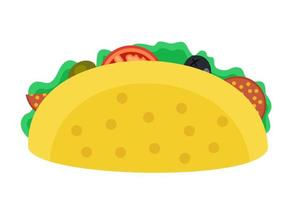 icona di taco messicano. illustrazione vettoriale di taco in stile piatto. taco cibo messicano. tacos tradizionali isolati dallo sfondo.