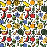 modello di frutta senza cuciture colorato doodle sfondo con icone di frutta sfondo di frutta vettore