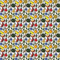 modello di frutta senza cuciture colorato doodle sfondo con icone di frutta sfondo di frutta vettore