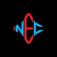 nec lettera logo design creativo con grafica vettoriale