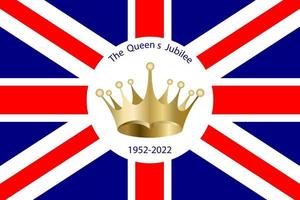 corona d'oro reale sullo sfondo della bandiera britannica. un'illustrazione dell'anniversario del regno della regina inglese. logo, vettore