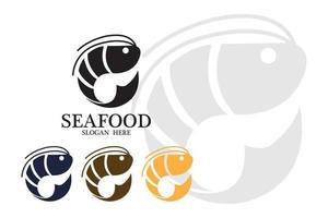 icona vettore logo gamberetti frutti di mare, animale aragosta, design retrò classico