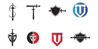 simbolo di vettore del logo della spada di guerra dell'utensile da taglio
