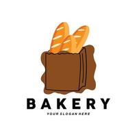 logo del pane, illustrazione del design dell'alimento di grano, vettore di panetteria, torta della tazza