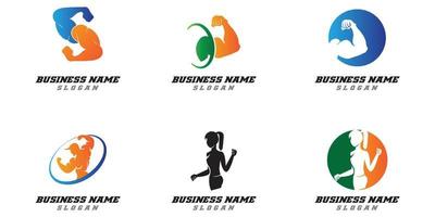 fitness logo design illustrazione vettoriale icona