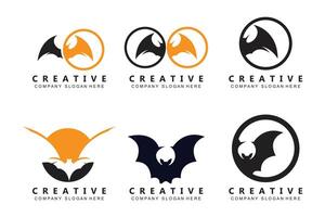 design del logo pipistrello, illustrazione di halloween, marchio aziendale, icona animale notturno vettore