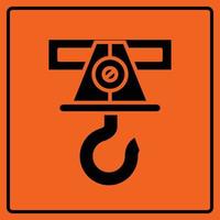segnaletica arancione simbolo del gancio di sollevamento e della gru vettore