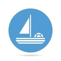 icona della barca a vela nell'illustrazione del pulsante del cerchio vettore