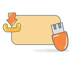 nota vuota e memory stick con illustrazione vettoriale dell'icona di download