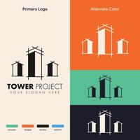 concetto di logo di edificio immobiliare moderno semplice contorno vettore