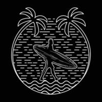 surf line art vector per t-shirt e logo