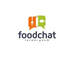 logo alimentare con chat o concetto di conversazione di messaggi vettore