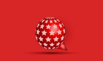 icona di chat bolla stella rossa 3d unica isolata sul vettore