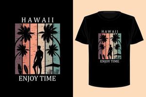 le hawaii si divertono con il design della maglietta vintage retrò vettore