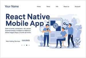 reagire al concetto di sviluppo di app mobili native con uno stile piatto moderno vettore