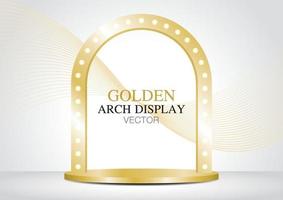 visualizzazione dell'arco della lampadina dorata 3d illustrazione vettoriale per mettere il tuo oggetto.