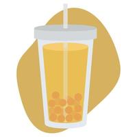 illustrazione vettoriale di bolla di tè. foto di un drink in un bicchiere. perle di tapioca in una bevanda. illustrazione di una bevanda.