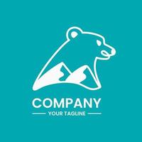 concetto minimalista di logo di orso e montagna. logotipo animale, combinato, creativo, moderno e di linea. adatto per logo, icona, simbolo e segno. come il logo dell'avventura vettore