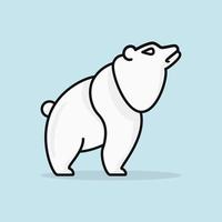 concetto di logo di orso polare. animale, carattere, contorno e stile cartone animato. adatto per logo, icona, simbolo e segno. come il logo sportivo o il design di t-shirt vettore