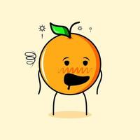 simpatico personaggio arancione con espressione ubriaca e bocca aperta. adatto per emoticon, logo, mascotte o adesivo vettore