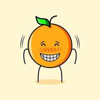 simpatico personaggio arancione con espressione felice, occhi chiusi e sorridente. adatto per emoticon, logo, mascotte vettore