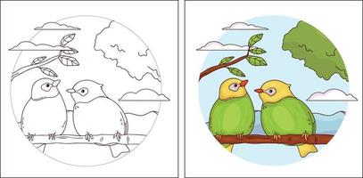 uccello carino disegnato a mano per colorare la pagina 1 vettore