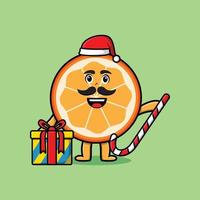 personaggio di Babbo Natale con frutta arancione simpatico cartone animato vettore