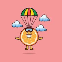 personaggio di frutta arancione simpatico cartone animato con espressione felice in un design in stile moderno vettore