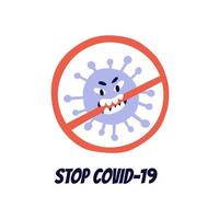 fermare il covid-19. batterio del virus covid. illustrazione piatta vettore