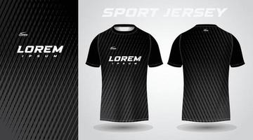 t-shirt nera con design in jersey sportivo vettore