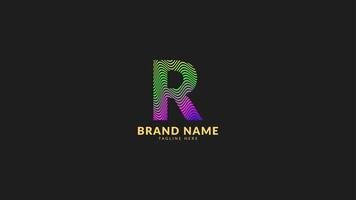 lettera r logo colorato astratto arcobaleno ondulato per il marchio aziendale creativo e innovativo. elemento di design vettoriale di stampa o web