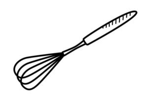 icona vettoriale di una corolla, illustrazione doodle di utensili da cucina, una frusta per montare uova o panna.