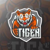 gioco di logo esport testa di tigre vettore