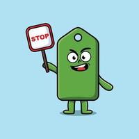cartellino del prezzo simpatico cartone animato con cartello di stop vettore