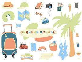 viaggio in viaggio per vacanze estive pacchetto di illustrazioni vettoriali