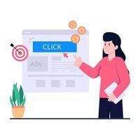 illustrazione di design moderno di pay per click, concetto di pagamento digitale vettore