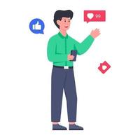 perfetta illustrazione del design dei social media mobili vettore