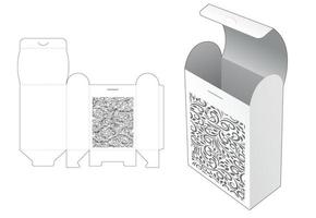 confezione rotonda con modello fustellato floreale stampato e mockup 3d vettore