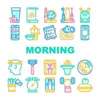 icone di raccolta quotidiana di routine mattutina impostano il vettore