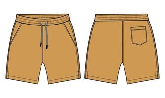 pantaloncini pantalone tecnico moda schizzo piatto modello di illustrazione vettoriale per ragazzi