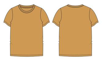 t-shirt a maniche corte tecnica moda schizzo piatto illustrazione vettoriale modello di colore giallo