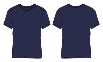 t-shirt a maniche corte tecnica moda schizzo piatto illustrazione vettoriale modello di colore blu navy